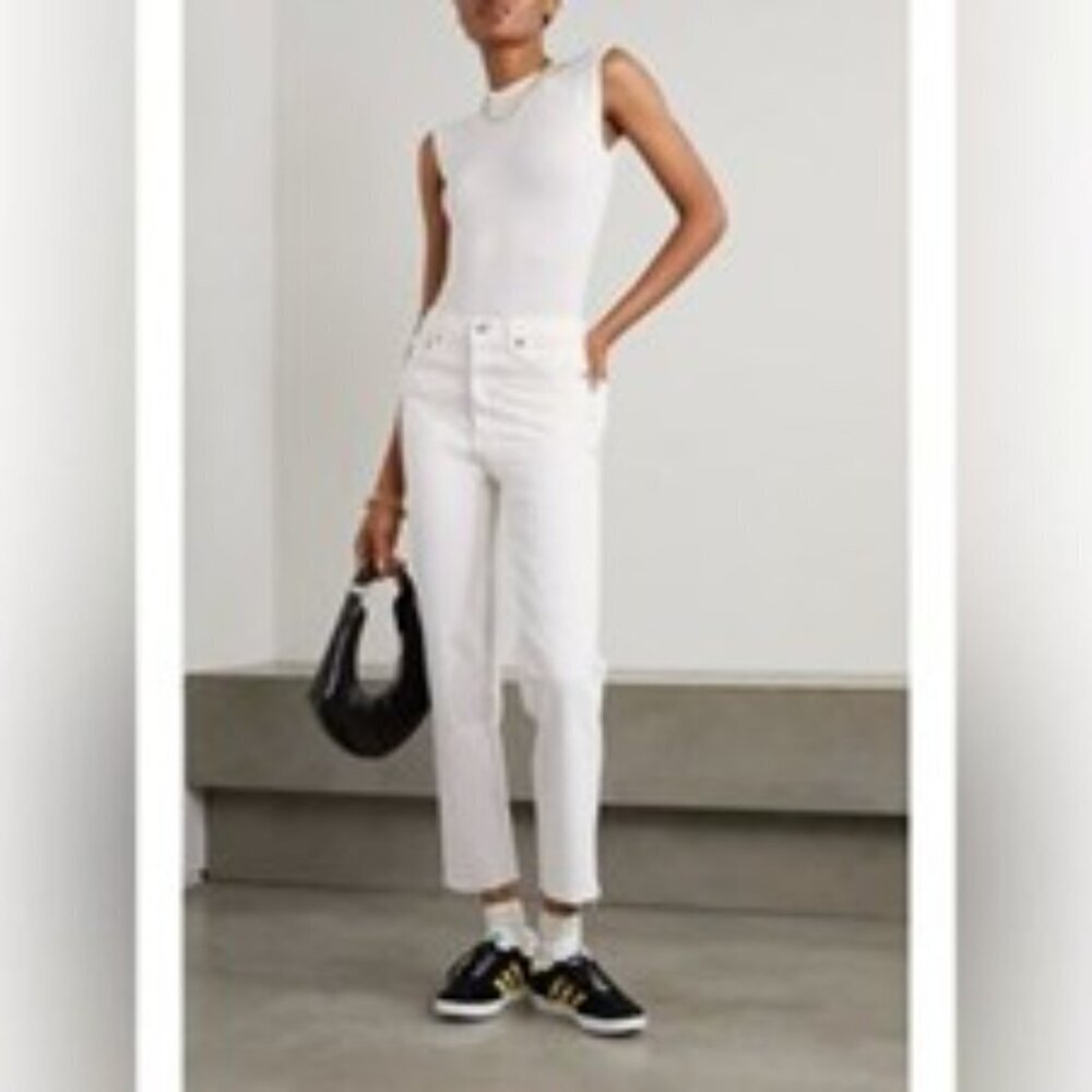 RE/DONE 90s High Rise Ankle Crop Jean Vintage White Button-Fly Slim Levis 26 - Picture 4 of 15